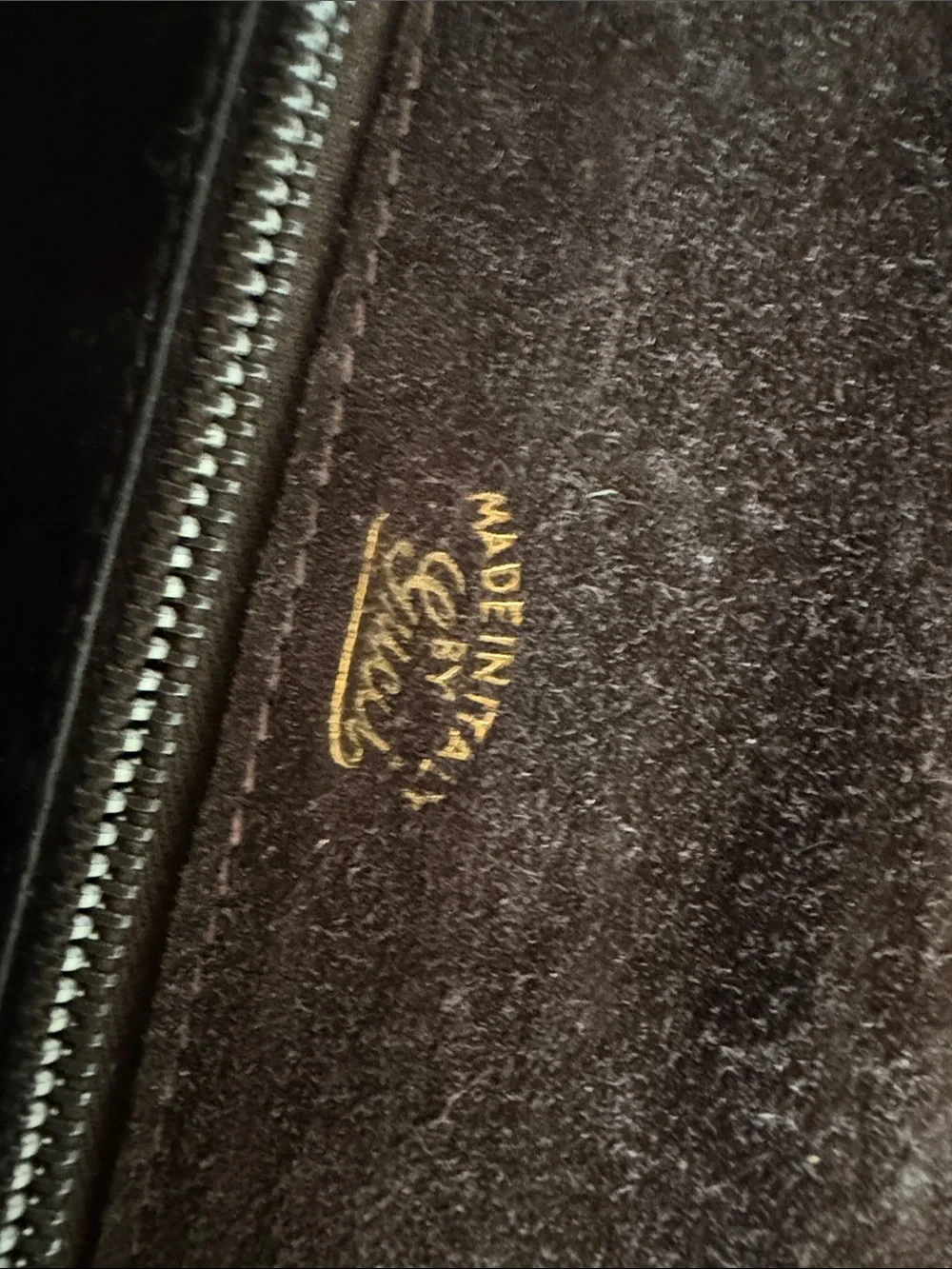 Gucci Dark Brown Suede Messenger Bag with Gold Hardware
